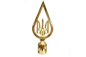 Наконечник на прапор тризуб пластиковий в краплі позолота