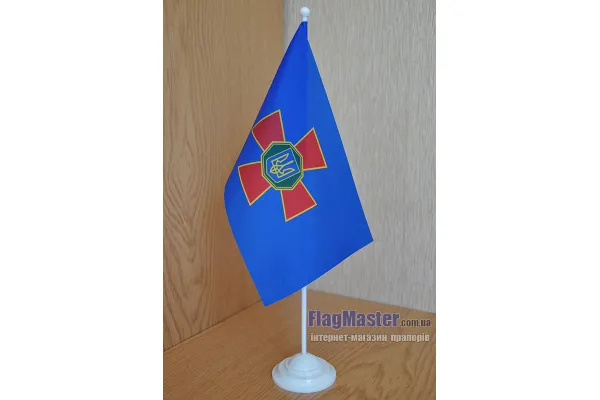 Прапор Національної гвардії України на підставці