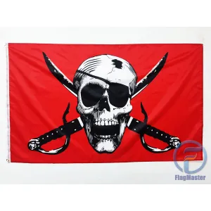 Піратський прапор Веселий Роджер червоний 150х90см Піратський прапор Веселий Роджер червоний 150х90см